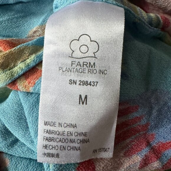 Farm Rio M Sunny Day Unisex Button Shirt Parrot Macaw Bird Blue Tropical Womens - Picture 8 of 9